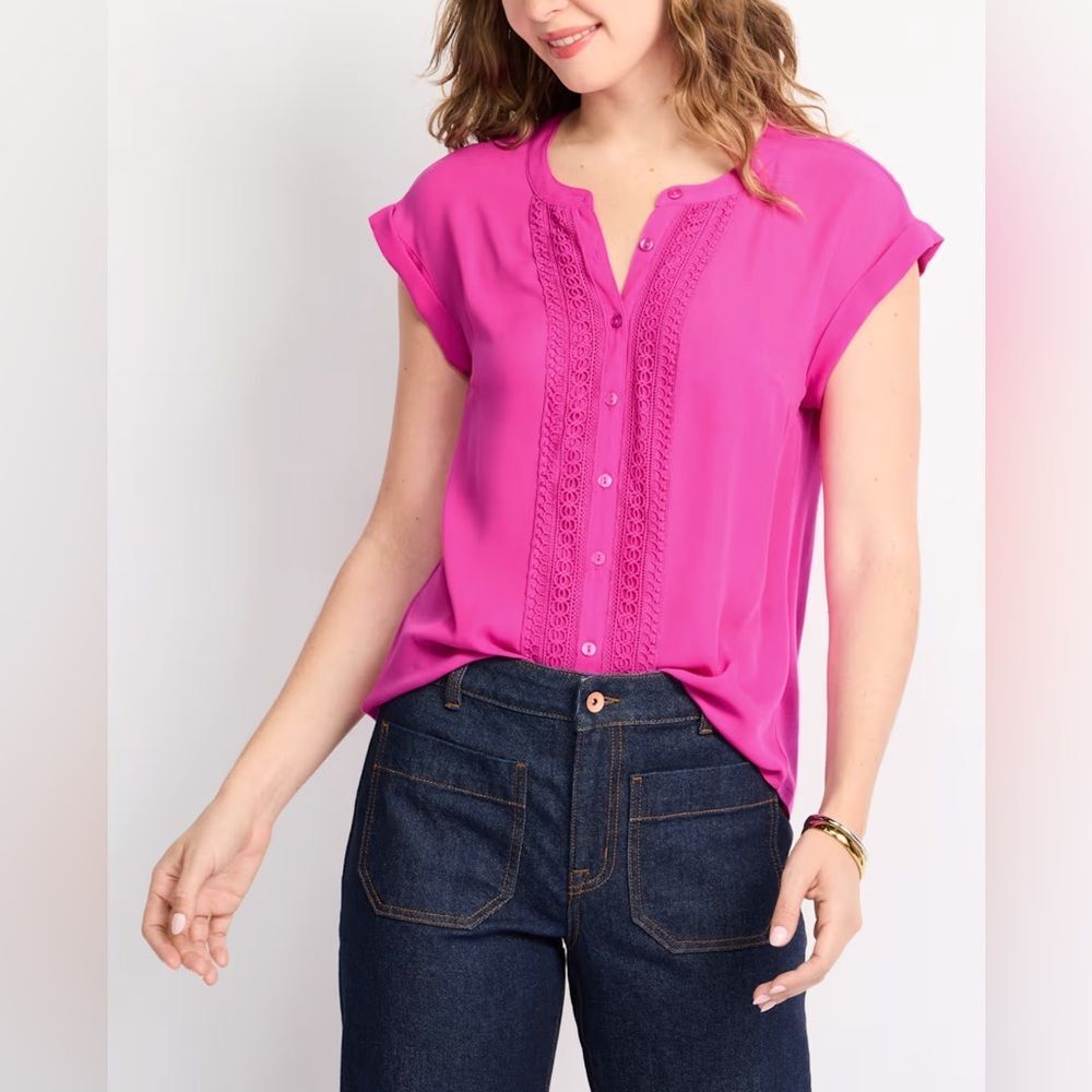 NWT SZ L *Stitch Fix* Fortune & Ivy Arabelle Button Down Blouse - Picture 1 of 4